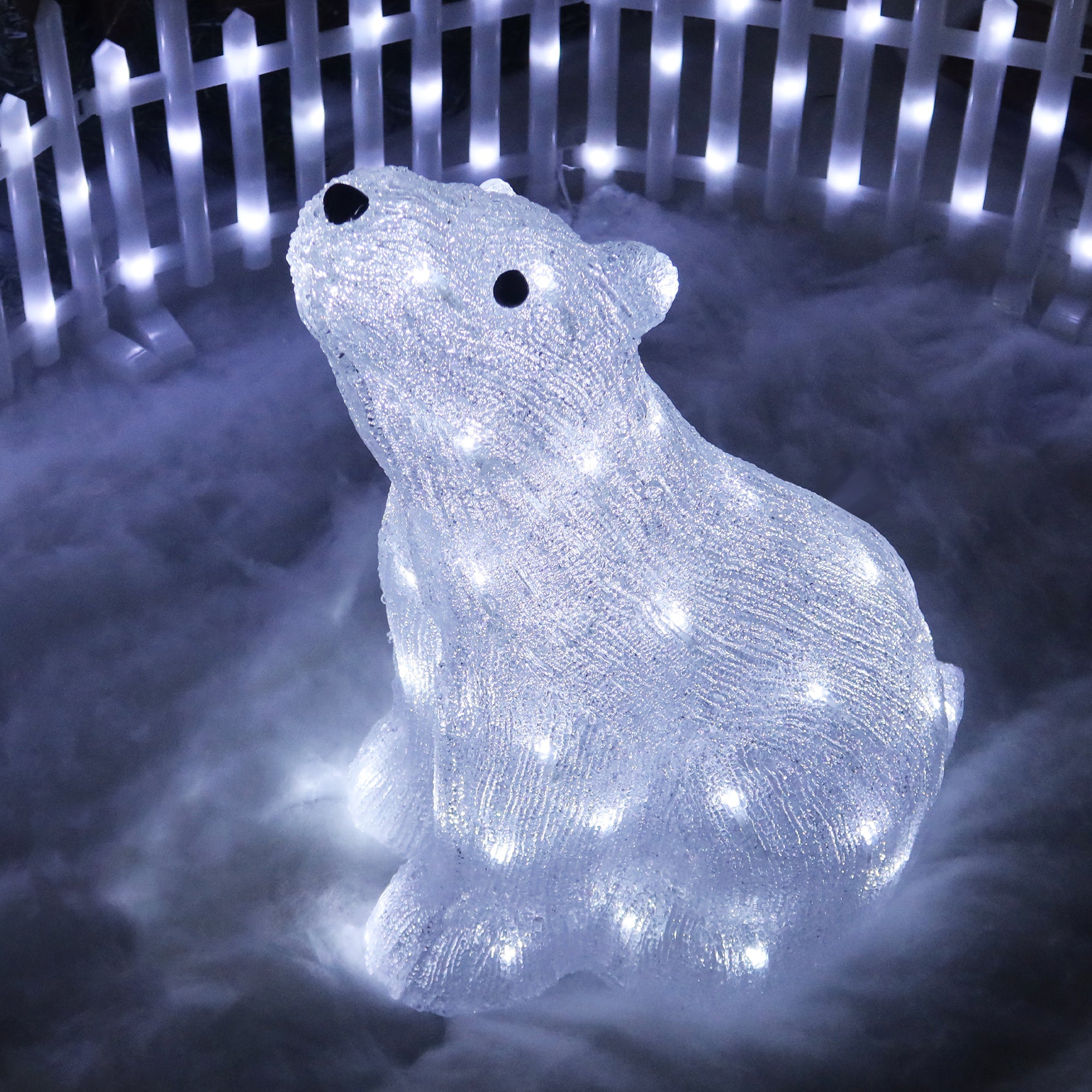 Lighted plastic silhouette polar bear lantern