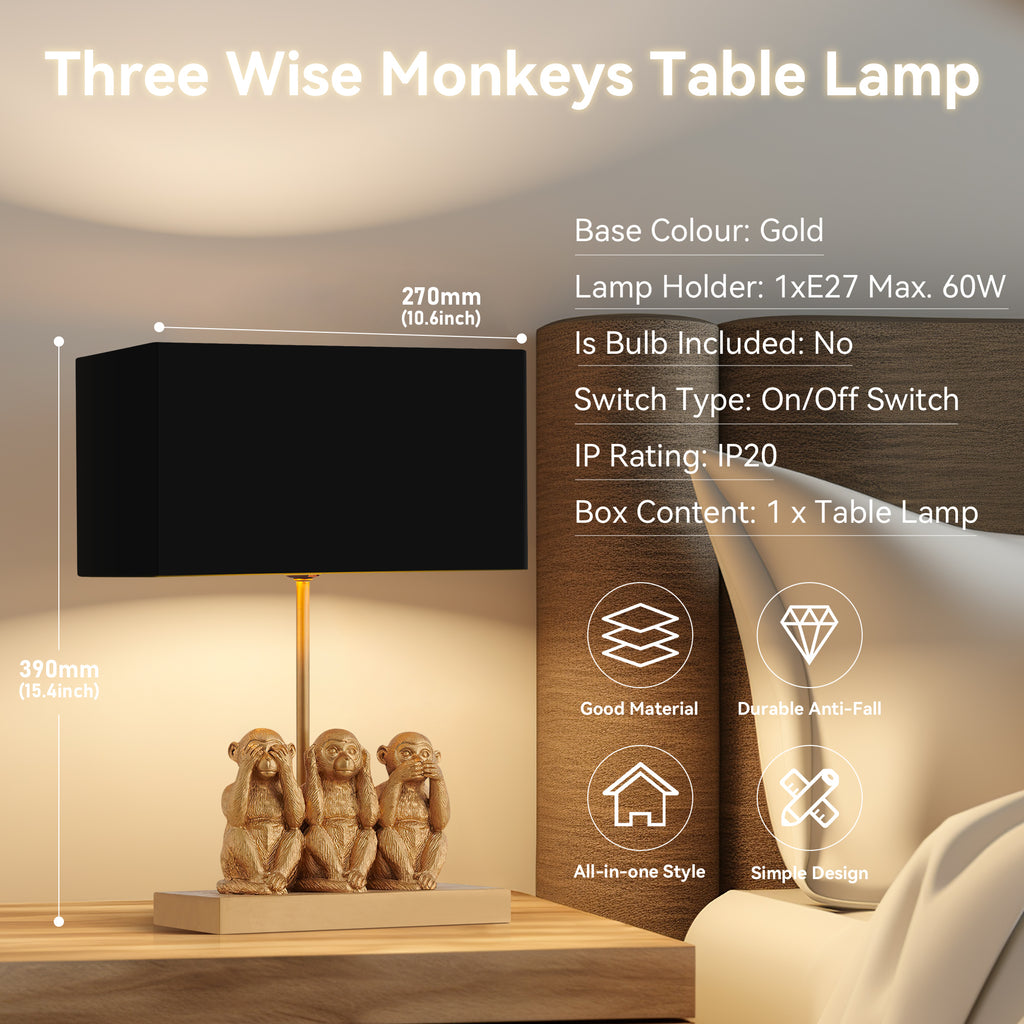 Three Monkey Table Three Wise Monkeys Table Lamp – Lexi Lighting