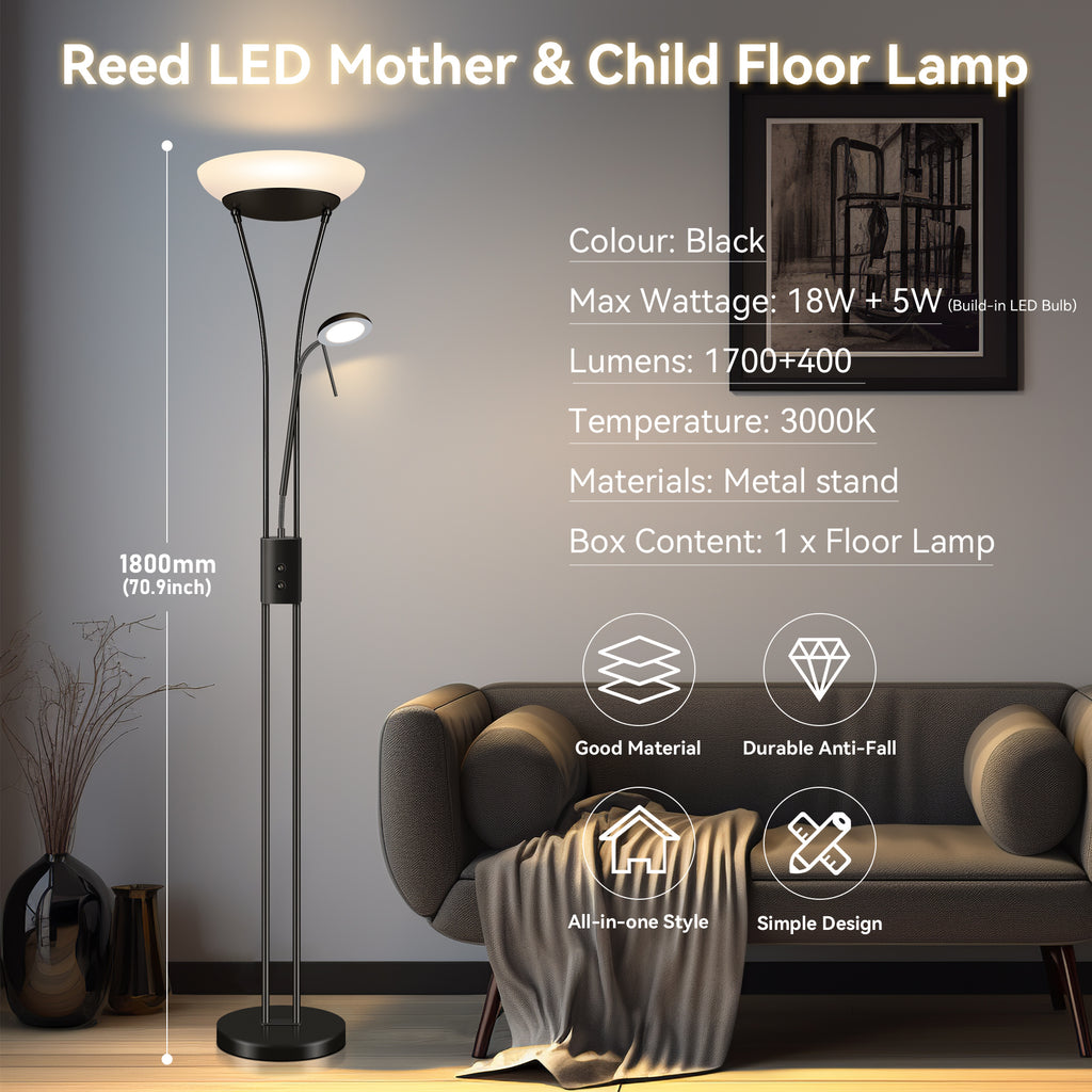 Reed LED Mother & Child Floor Lamp - Black – Lexi Lighting
