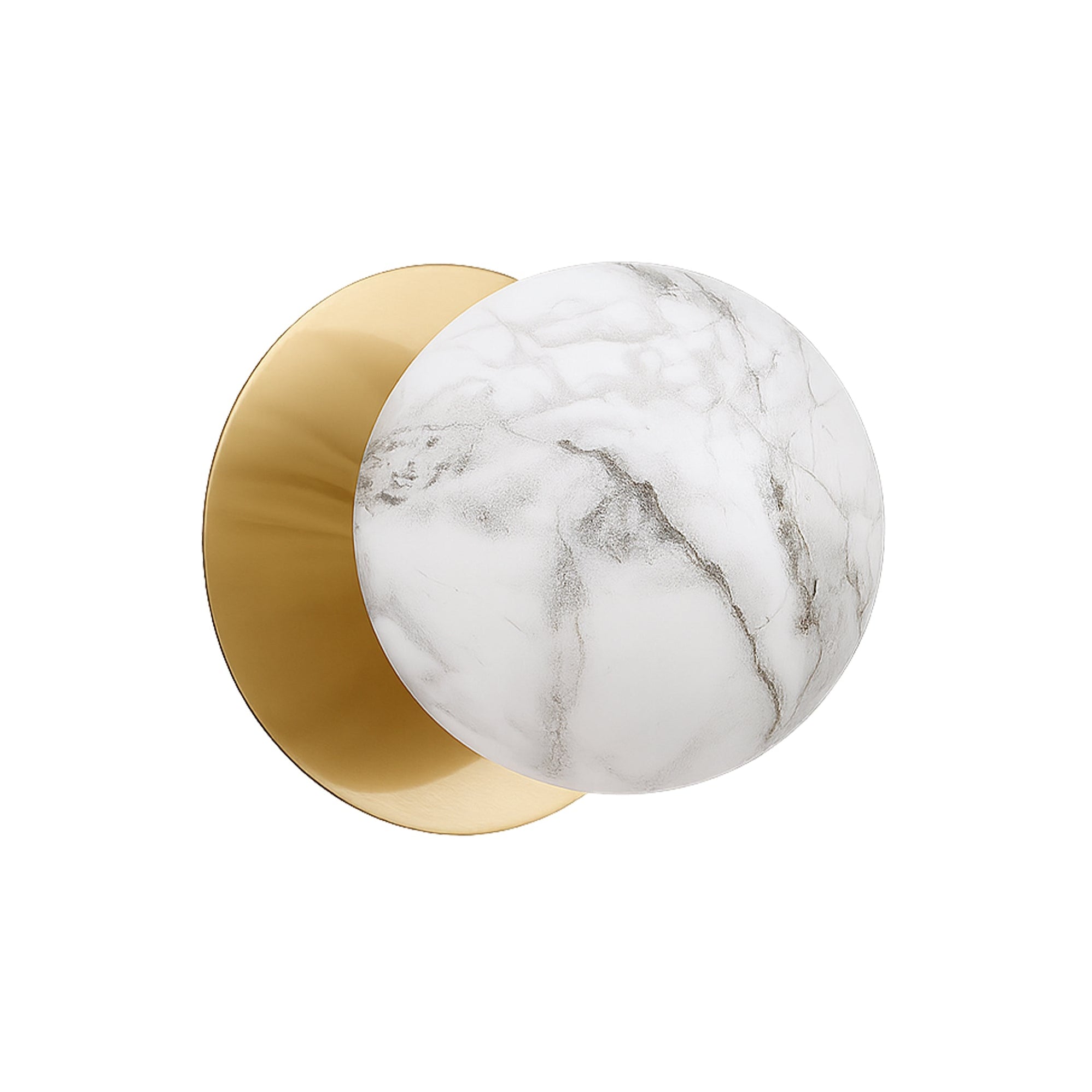Odessa Marble Opal Glass LED Wall Light with Brass Base - Warm White/L ...