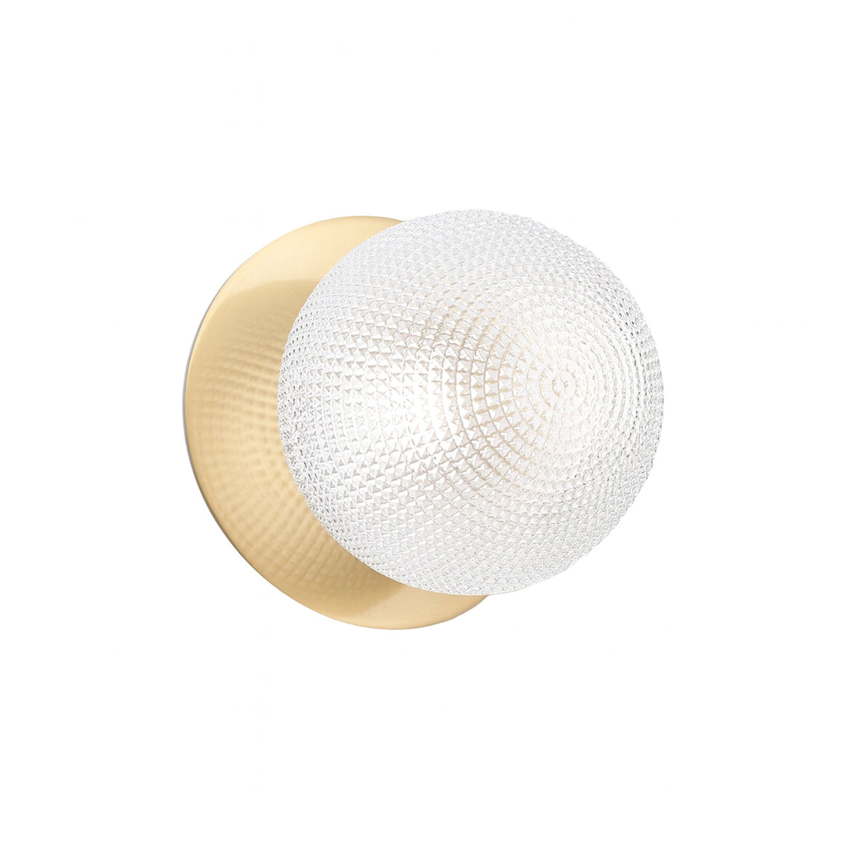 Odessa Diamond Cut Glass LED Wall Light with Brass Base - White/Small ...