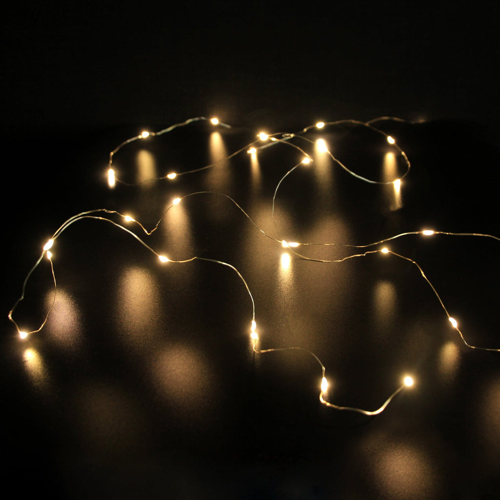 Battery Operated 40 Micro LED String Lights with Timer - 3 Colour Opti ...